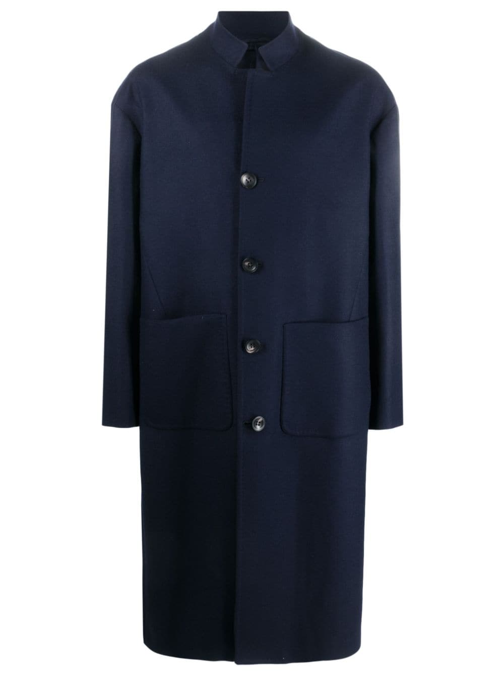 Kiton spread-collar single-breasted coat - Blue