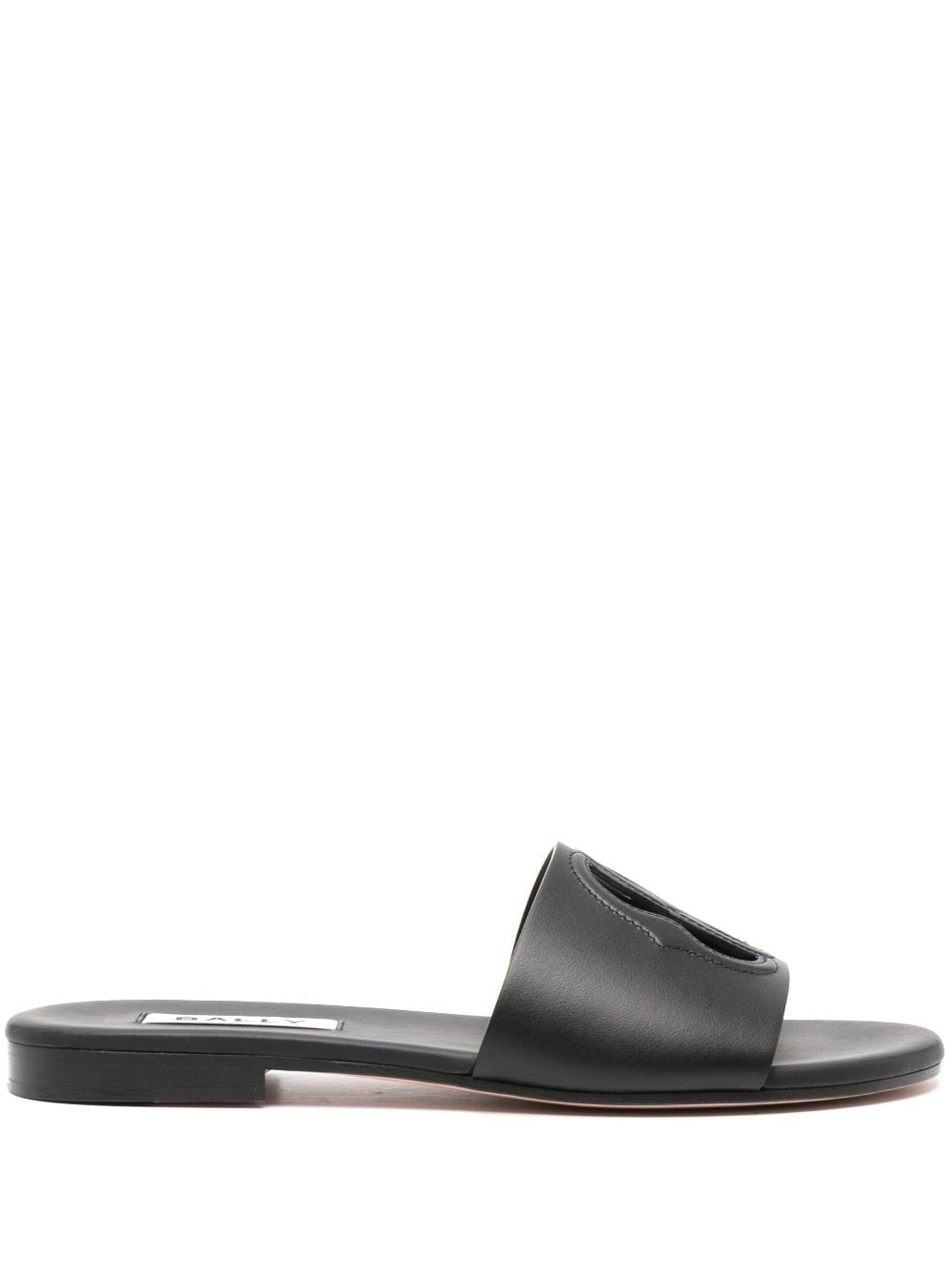Bally Emblem open-toe leather slides - Black