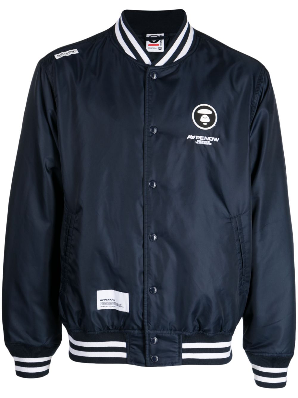 AAPE BY *A BATHING APE® logo-print baseball-collar bomber jacket - Blue