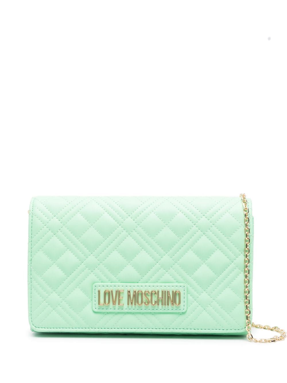 Love Moschino logo-lettering quilted crossbody bag - Green