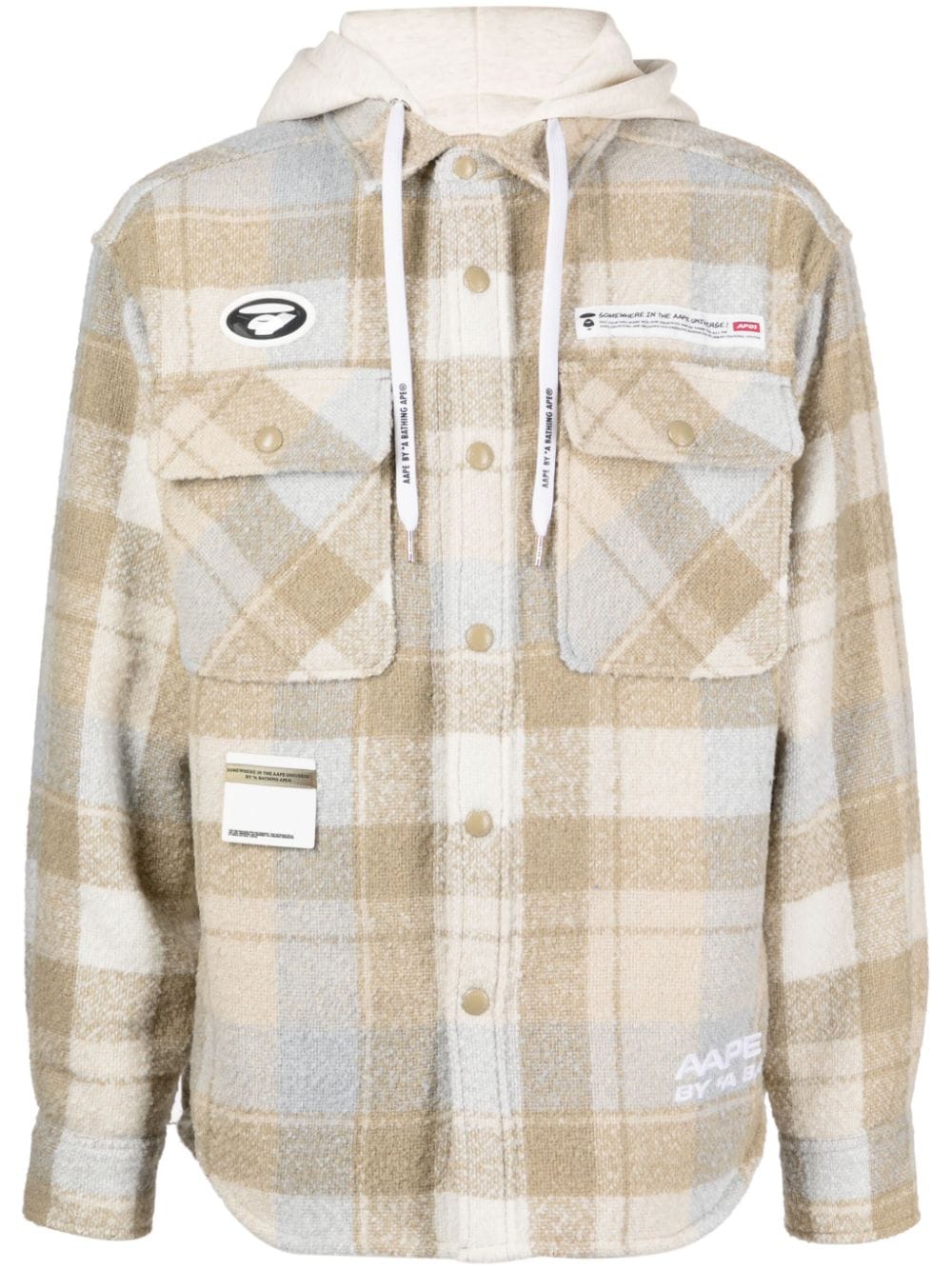 AAPE BY *A BATHING APE® logo-embroidered check-print hooded jacket - Brown