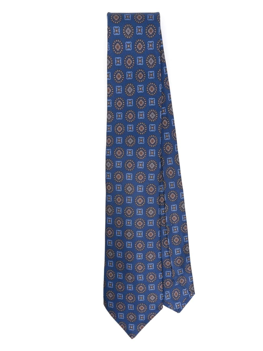 Kiton geometric-print tie - Blue