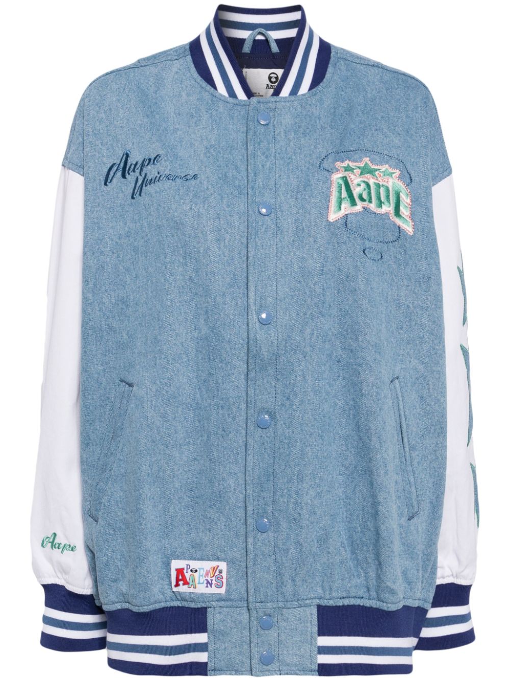 AAPE BY *A BATHING APE® logo-embroidered varsity jacket - Blue