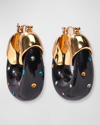 24K Gold Plated Studded Organic Hoop Earrings