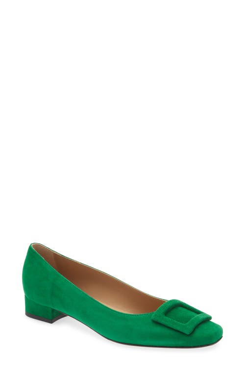 ANN MASHBURN Buckle Flat in Emerald Suede