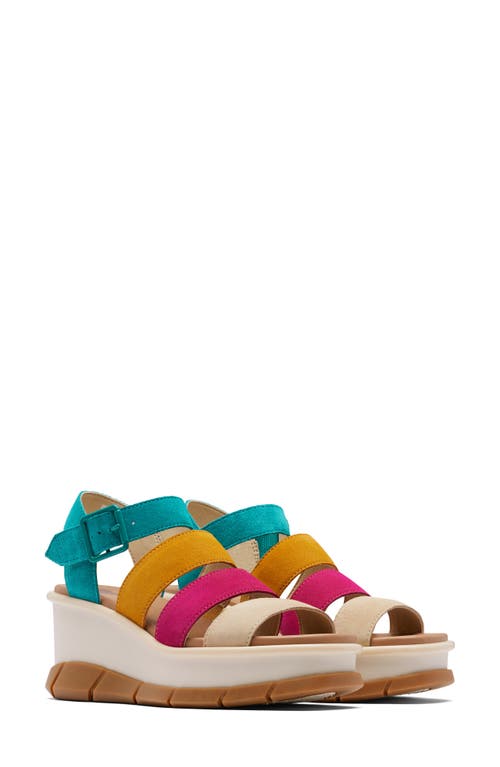 SOREL Joanie III Ankle Strap Wedge Platform Sandal in Teal Chloride/Gum 2