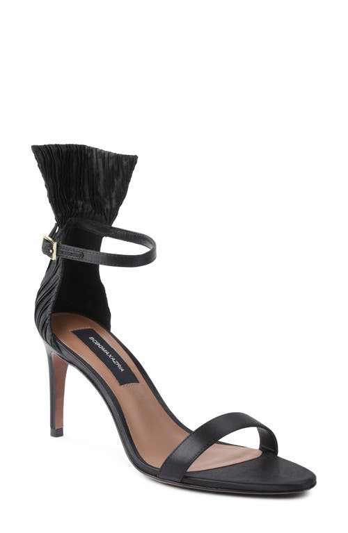 bcbg Tara Ankle Strap Sandal in Black Satin