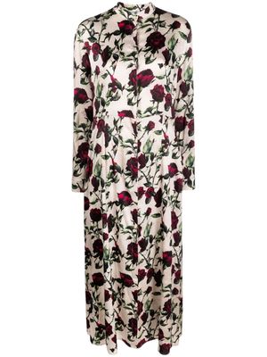 813 rose-print button-up maxi dress - Neutrals