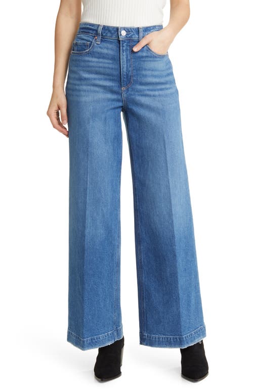 PAIGE Harper High Waist Wide Leg Jeans in Beyond Blue W/Distressed Hem