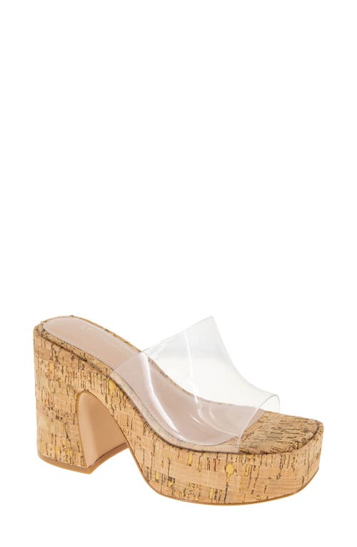 bcbg Swoop Platform Slide Sandal in Clear/Cork