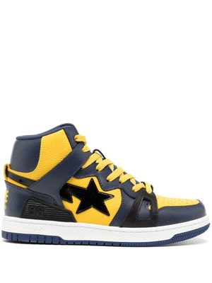 A BATHING APE® logo-patch leather sneakers - Blue