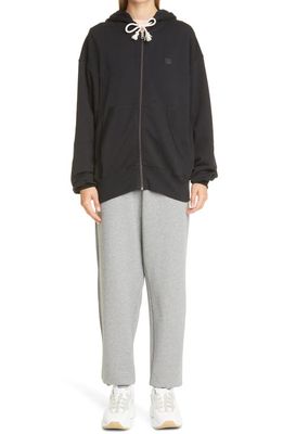 Acne Studios Frack Face Patch Organic Cotton Joggers in Light Grey Melange