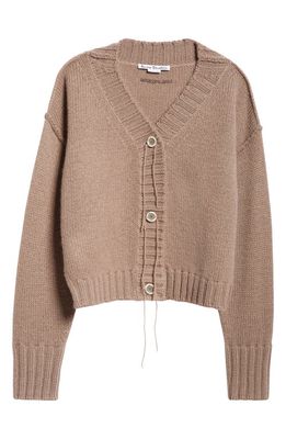 Acne Studios Krypton Wool V-Neck Cardigan in Mud Brown