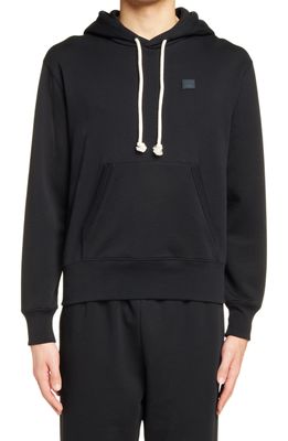 Acne Studios Men's Face Patch Cotton Hoodie in Black