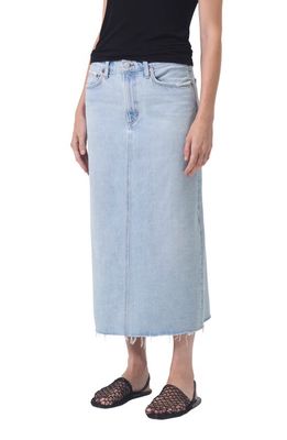 AGOLDE Della Raw Hem Denim Midi Skirt in Practice