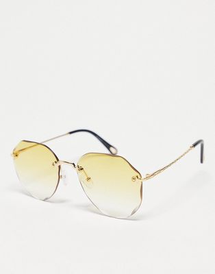 AJ Morgan chantilly round hex sunglasses in gold