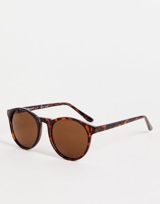 AJ Morgan Grad School retro round sunglasses in black tort-Brown
