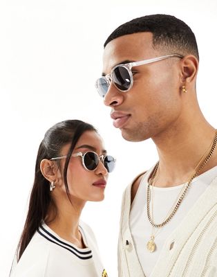 AJ Morgan grad school round sunglasses in crystal-No color