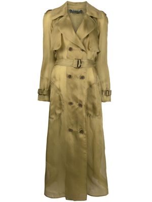 Alberta Ferretti belted silk trench coat - Green