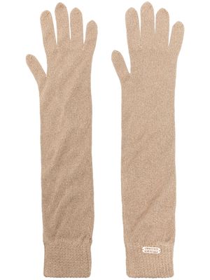 Alberta Ferretti logo-plaque gloves - Gold