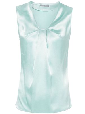 Alberta Ferretti pleat-detail satin top - Blue