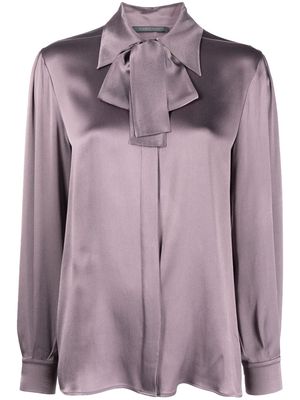 Alberta Ferretti pussy-bow satin shirt - Purple