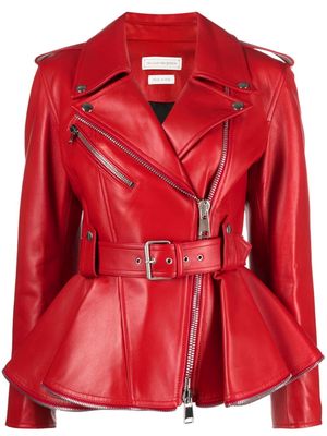 Alexander McQueen peplum-hem biker jacket - Red
