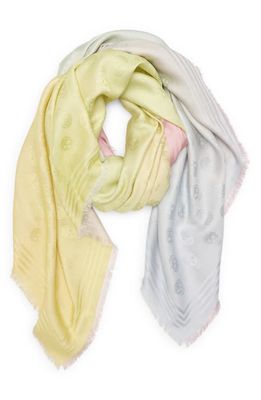 Alexander McQueen Skull Jacquard SIlk Scarf in 5869 Roseate/Sky Blue