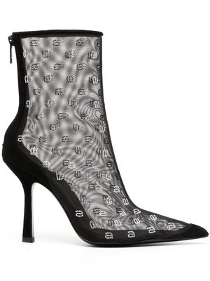 Alexander Wang crystal-logo mesh boots - Black