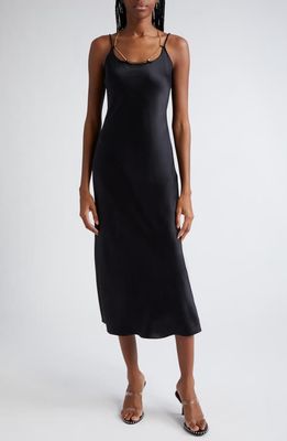 Alexander Wang Logo Hardware Silk Charmeuse Slipdress in Black