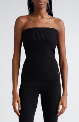 Alexander Wang Stretch Merino Wool Blend Rib Tube Top in Black