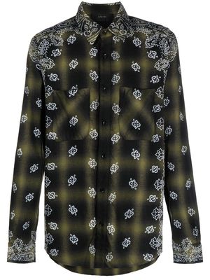 AMIRI bandana-print checked shirt - Green