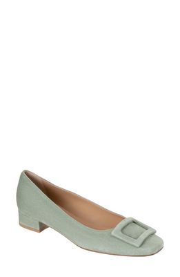ANN MASHBURN Block Heel Pump in Sage Suede
