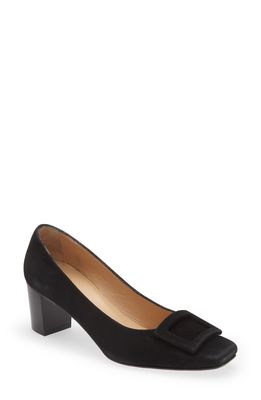 ANN MASHBURN Buckle Pump in Black Suede