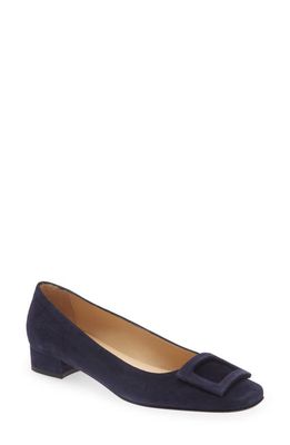 ANN MASHBURN Buckle Pump in Navy Suede