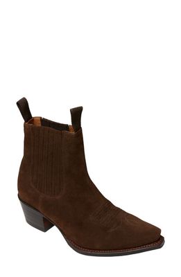 ANN MASHBURN Western Chelsea Bootie in Brown Suede