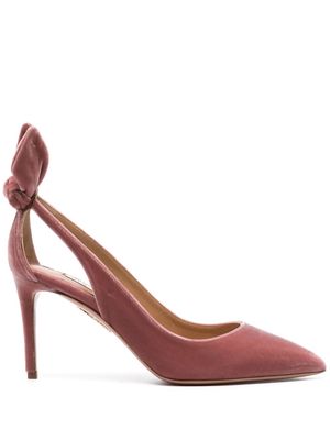 Aquazzura Bow Tie 80mm velvet pumps - Pink