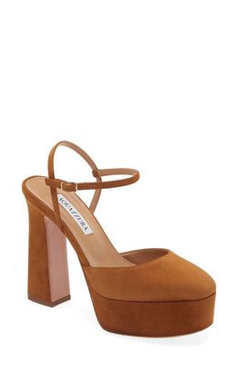 Aquazzura Groove Platform Sandal in Cognac