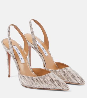 Aquazzura So Nude 105 embellished slingback pumps