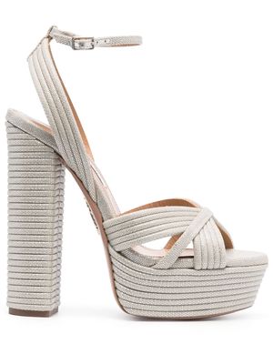 Aquazzura Sundance Plateau 140mm platform leather sandals - Grey