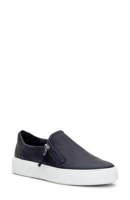 ara Cayce Leather Zip Sneaker in Navy Cervocalf