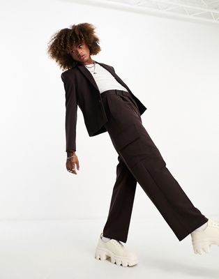 ASOS DESIGN cargo suit pants in brown-Green