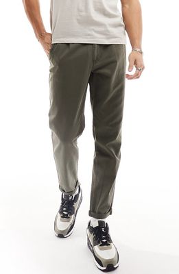 ASOS DESIGN Classic Rigid Cotton Chinos in Dark Green