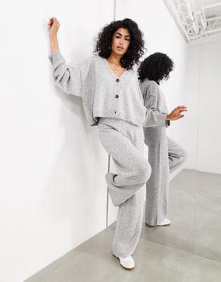 ASOS EDITION oversized cropped knit cardigan in light gray
