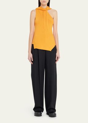 Asymmetric Sleeveless Hooded Sweater