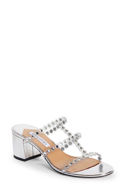 Aquazzura Tequila Crystal Embellished Sandal in Silver