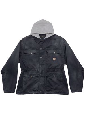 Balenciaga logo-patch classic-hood parka - Blue