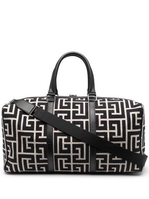 Balmain monogram-pattern two-tone holdall - Black