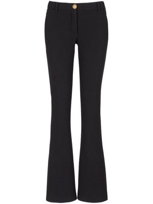 Balmain virgin wool crepe-texture flared trousers - Black