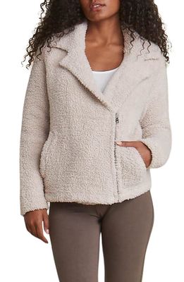 barefoot dreams CozyChic Faux Shearling Moto Jacket in Stone